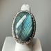 MONSTER 34x22mm Faceted Labradorite in stamped India 925 ring!