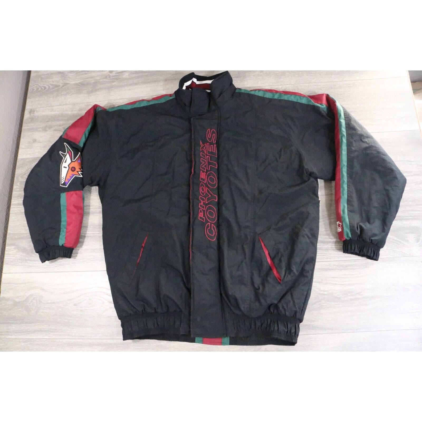 Vintage Starter Nhl Arizona Coyotes Padded Jacket Hockey Black Men Medium