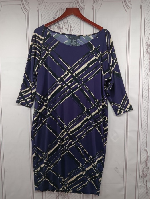 Dress Womens Size 10 Stretch Sheath Purple Geometric