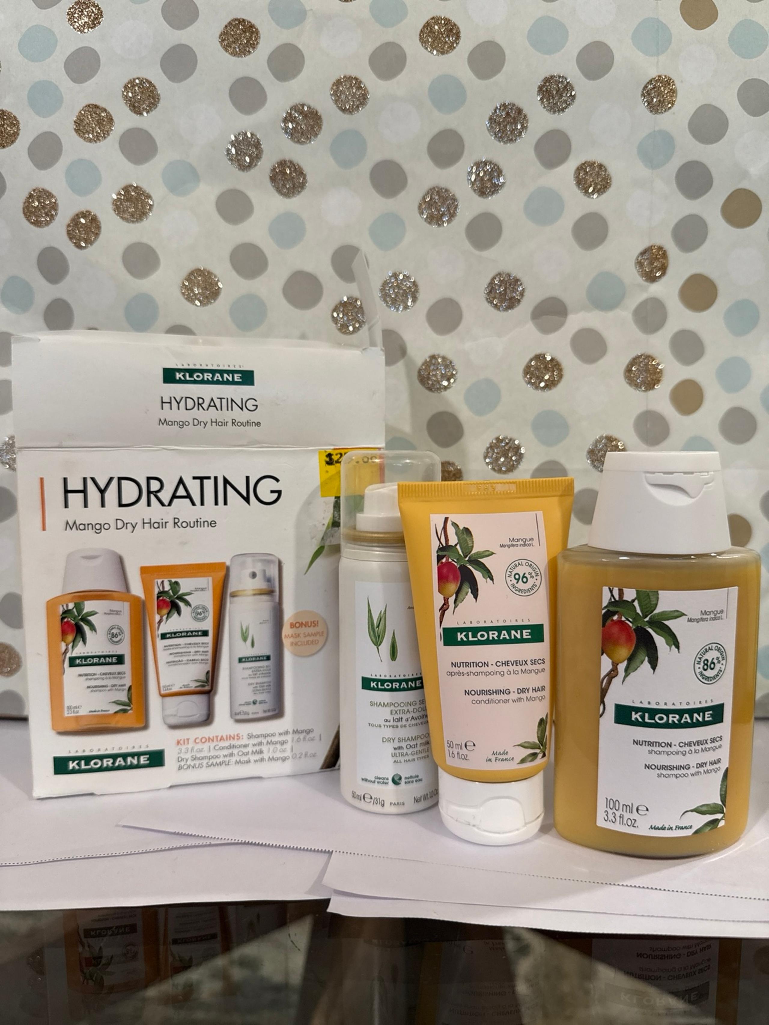 Klorane mango dry hair travel trio