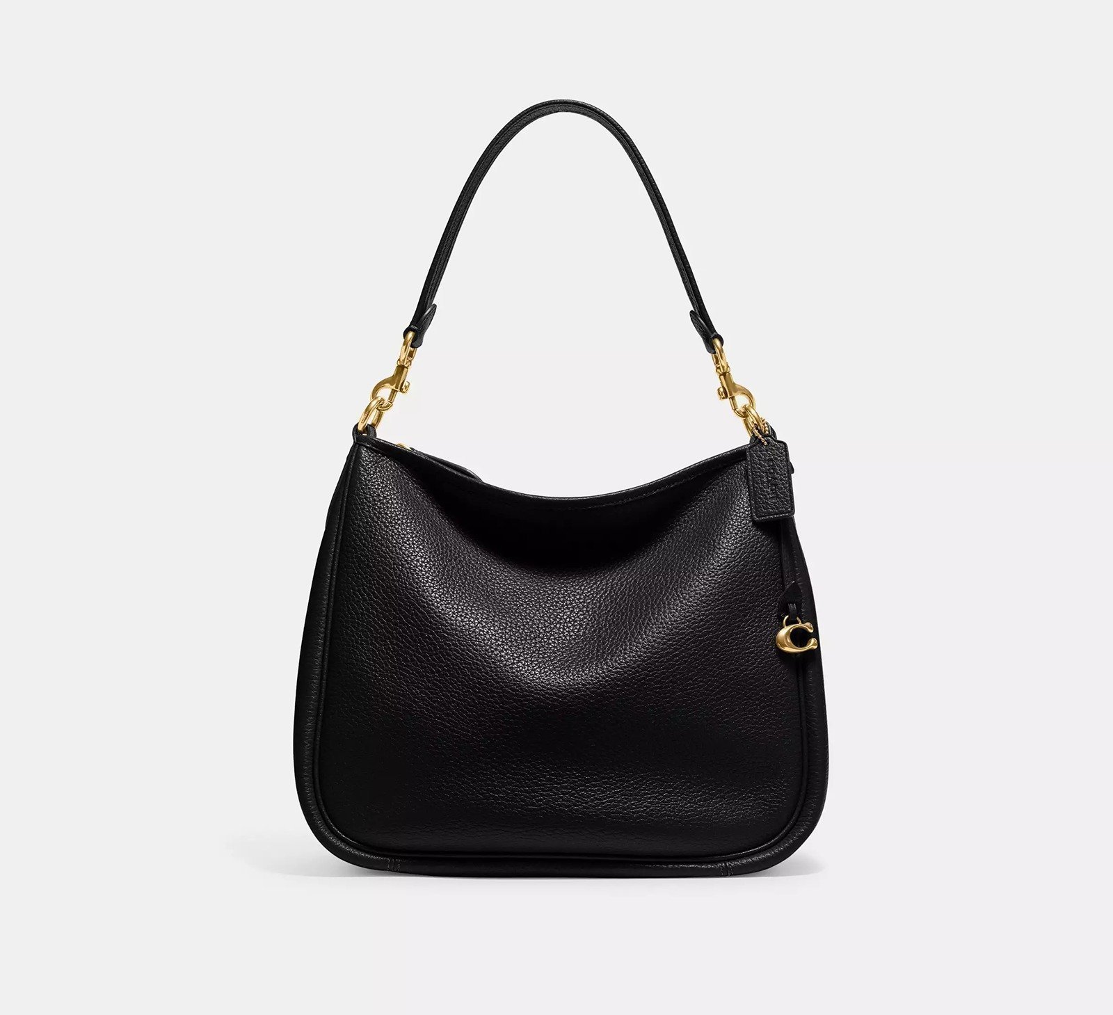 COACH Cary Soft Pebbled Leather Shoulder Bag w/ Convertible Straps, Black - NEW