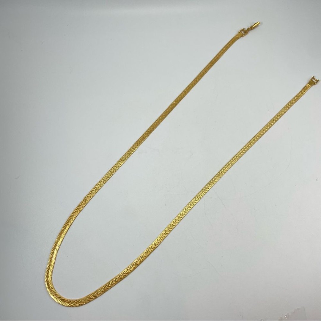 Napier Wide Fancy Gold Tone Herringbone Chain Necklace Vintage Stunning