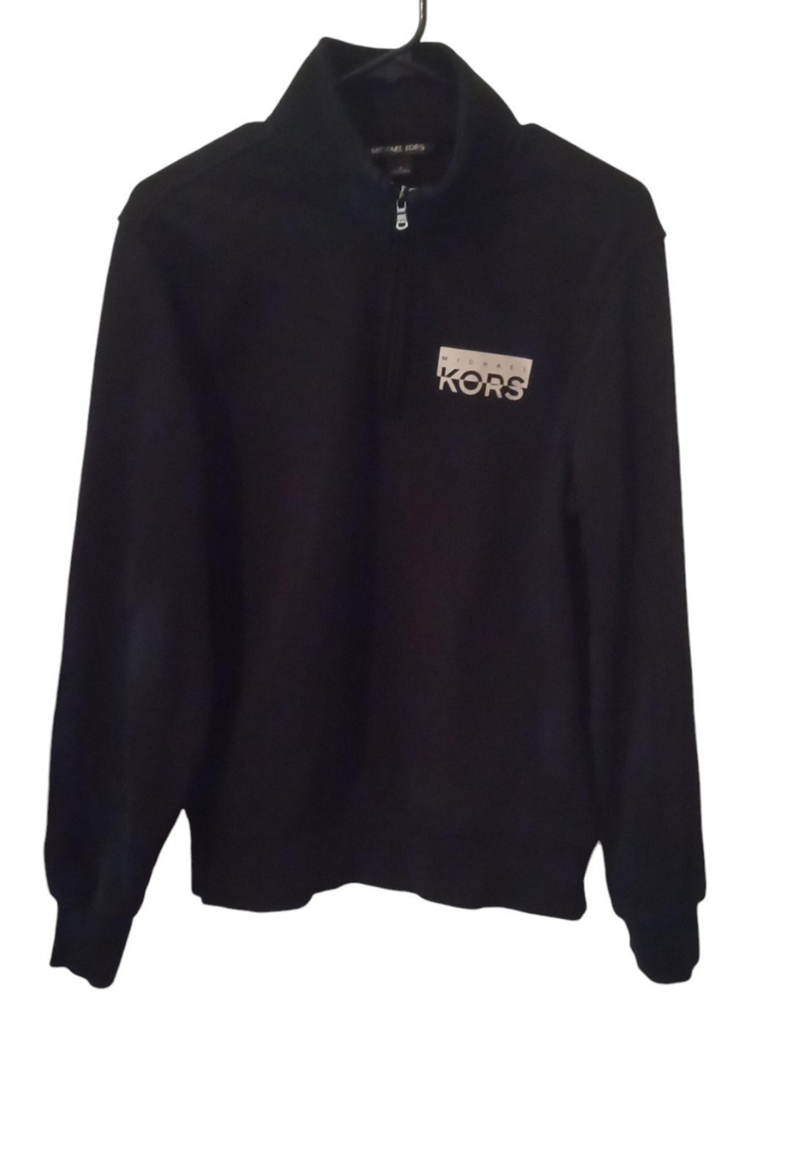 Michael Kors Signature Logo Half Zip Up Long Sleeve Pullover Top Men's Size M