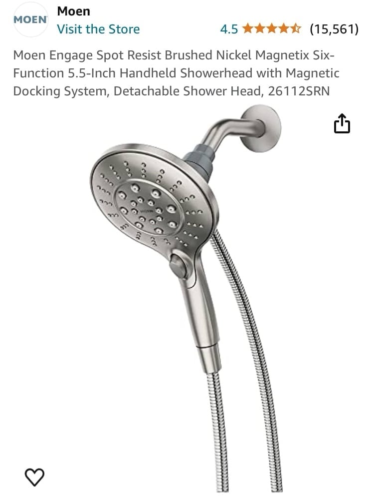Moen Engage Spot Resist Brushed Nickel Magnetix Six-Function 5.5-Inch Handheld