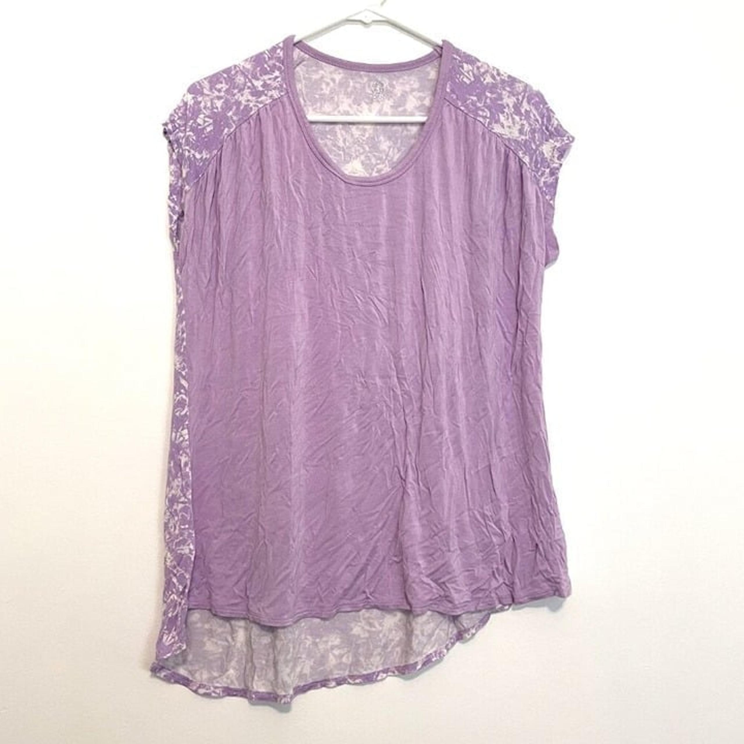 GAIAM Reflect Hi-Low Tee Lilac Lavender Purple Solid Printed Colorblock T-Shirt