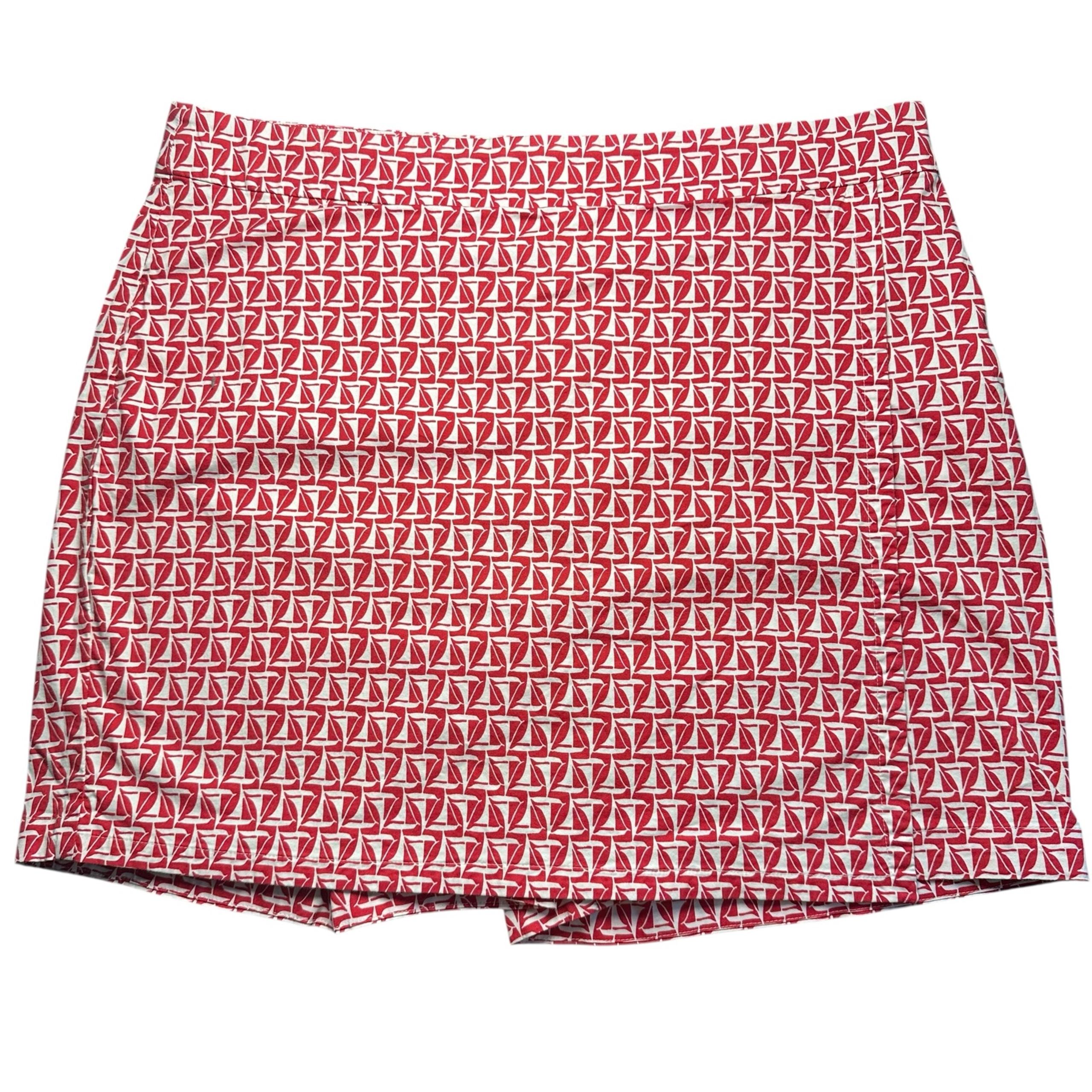 Talbots Cotton Mini Skort - Red / White Sailboat Print - Women’s Size 16 ( XL )