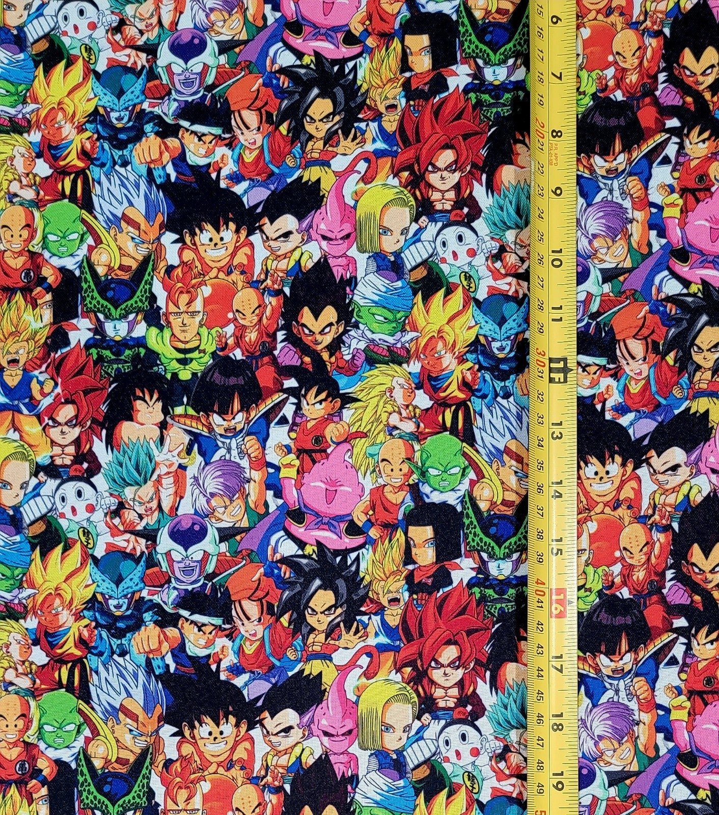 DRAGON BALL Z ULTRA INSTINCT ANIME CHIBI COLLAGE FABRIC 1 YARD (36 X58 )
