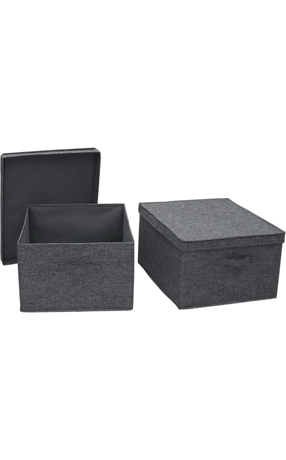 Jumbo Fabric Storage Bins with Lids, Graphite, Set of 2