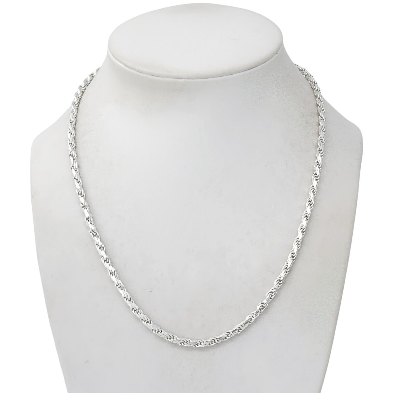 Vintage Italy HAI Sterling Silver 925 3.4mm Rope Chain Necklace 18