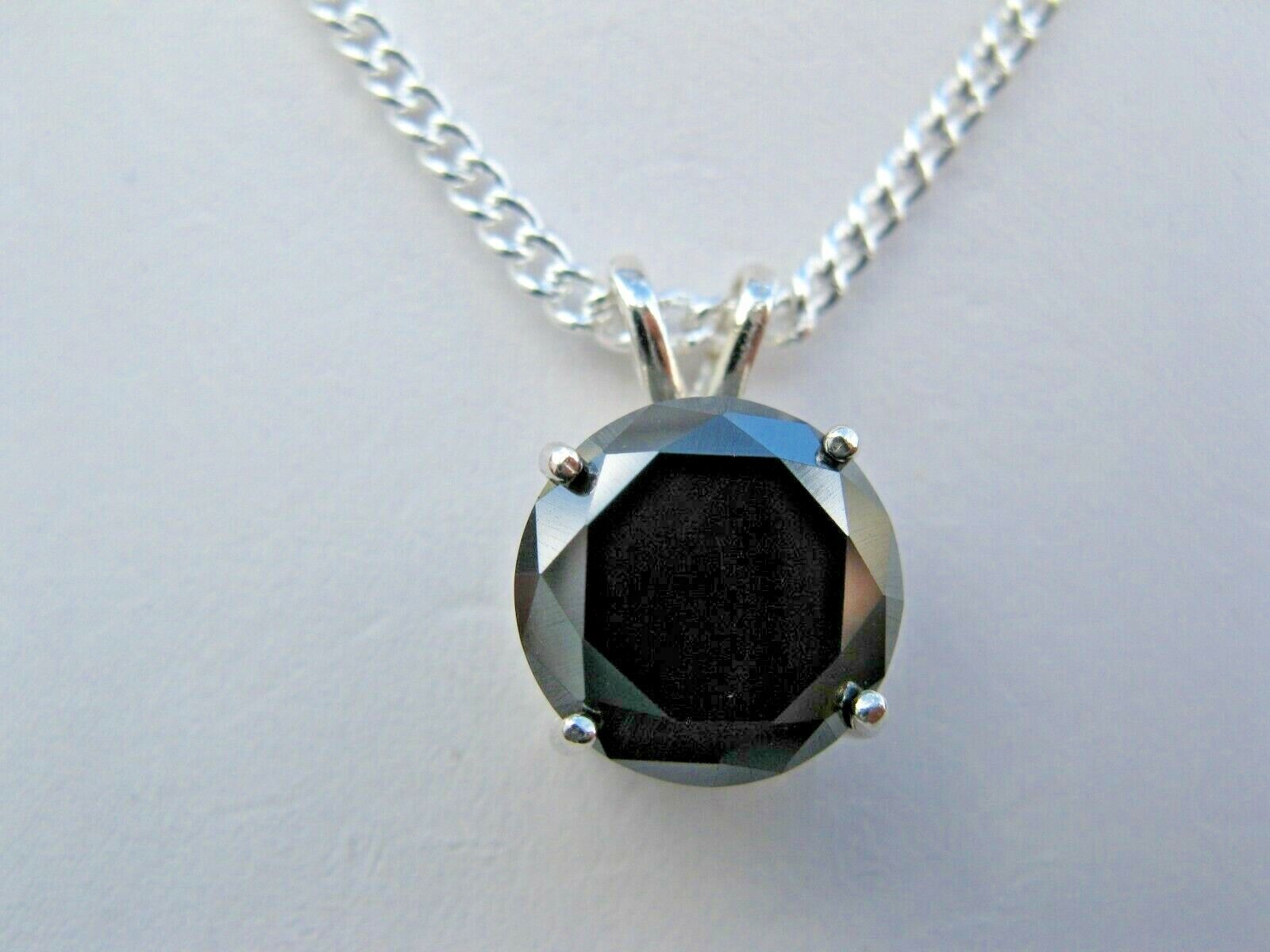 2.85ct REAL BLACK DIAMOND NECKLACE/PENDA NT FREE DIAMOND TESTER & *CERTIFICATE*