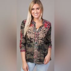 Johnny Was workshop Veronica V-Neck Button Down Collection size small