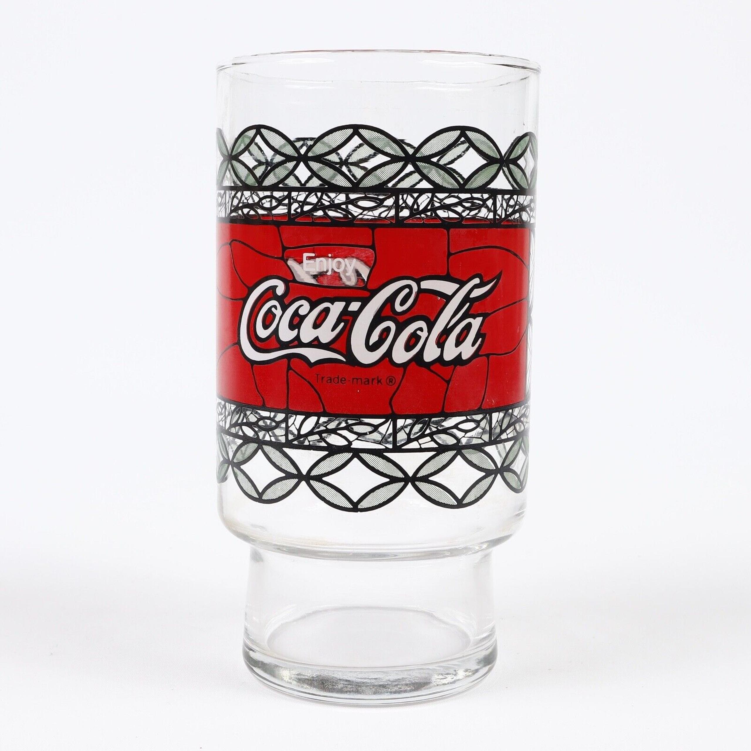 Coca-Cola 7” Stained Glass Style XL Drinking Cup Beverage Carafe