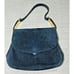 I. Magnin by Anna Reich Purse Vintage Black Suede Gold Detail