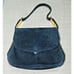 I. Magnin by Anna Reich Purse Vintage Black Suede Gold Detail