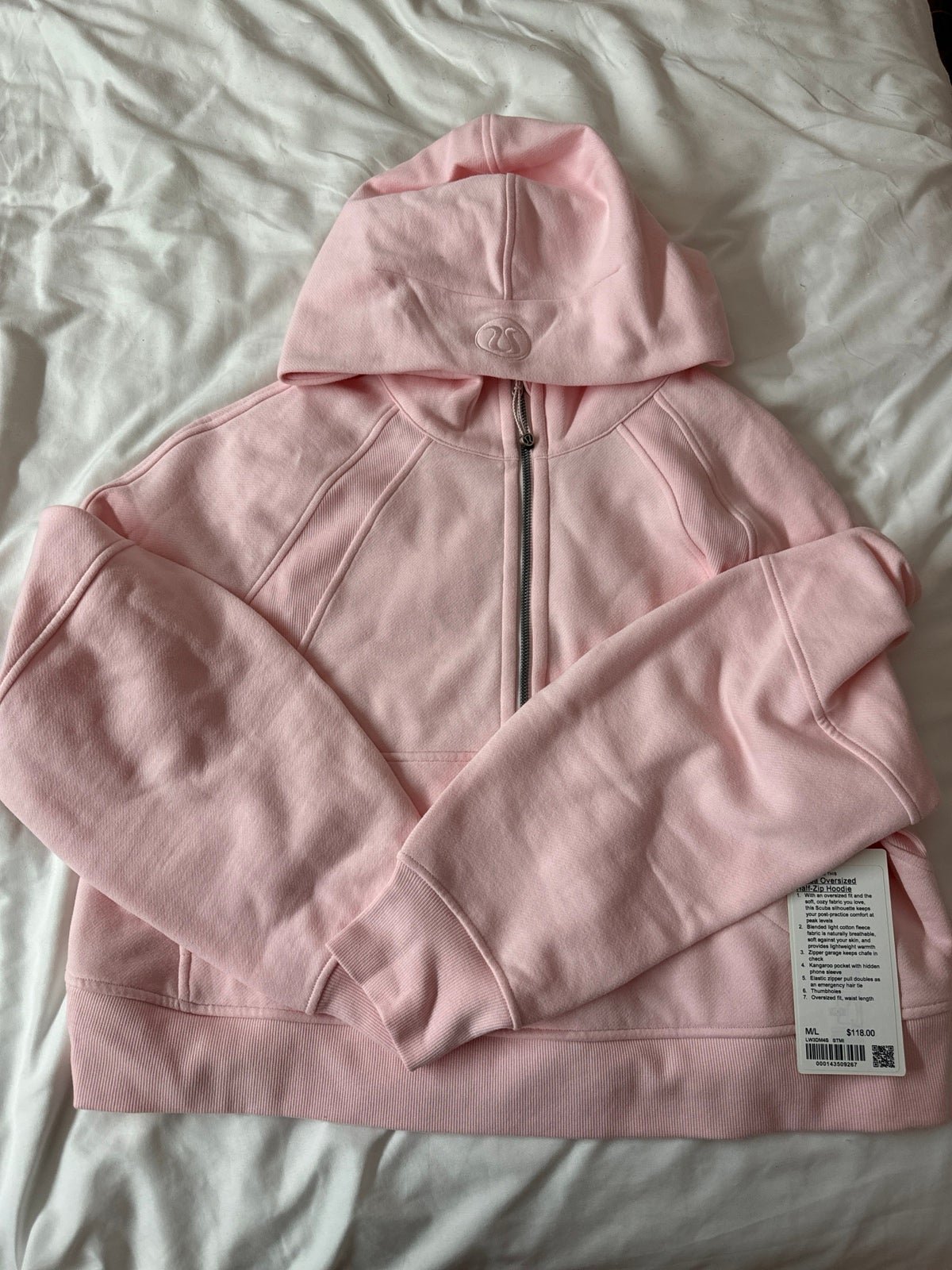 Lululemon scuba oversized half zip strawberry milkshake