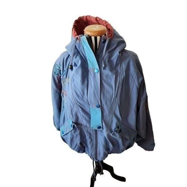 Vintage 90s HCC Henri Charles Colsene Puffer Ski Jacket Parka L Blue Geneva
