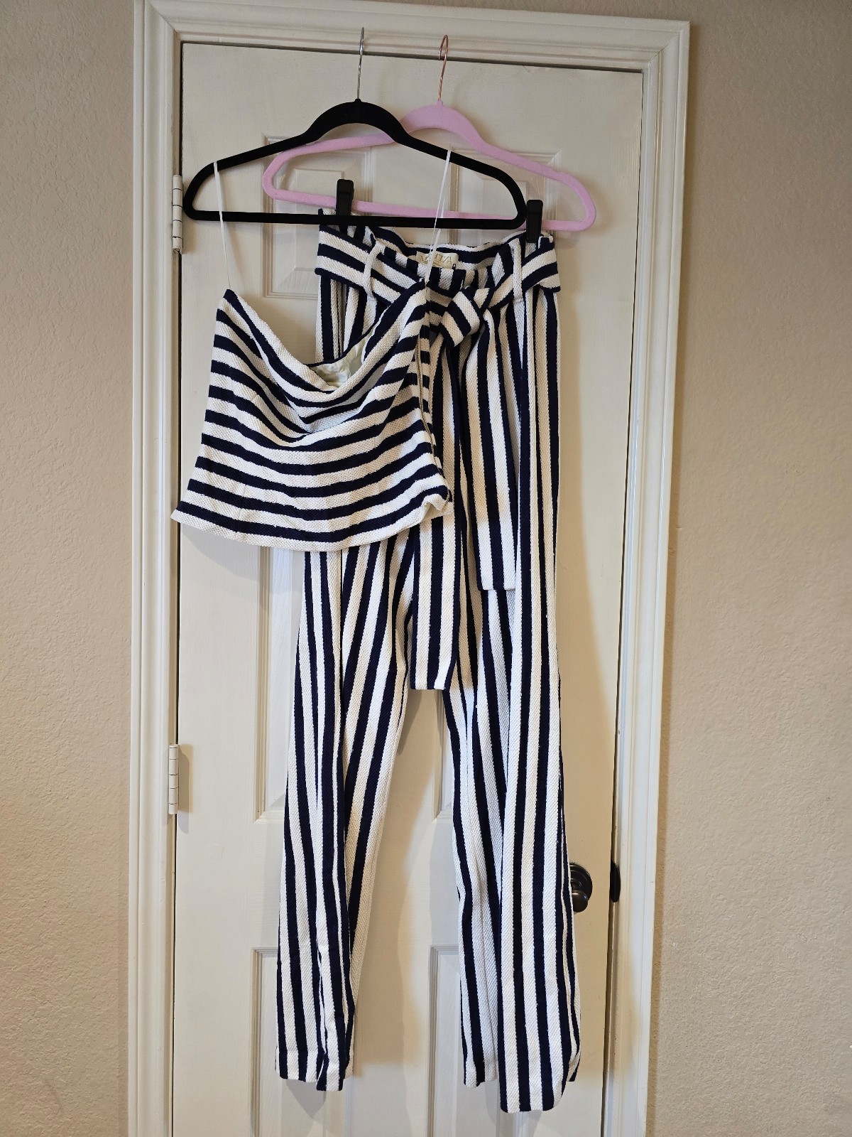 Mestiza New York Navy Striped Outfit Top N Pant Size M