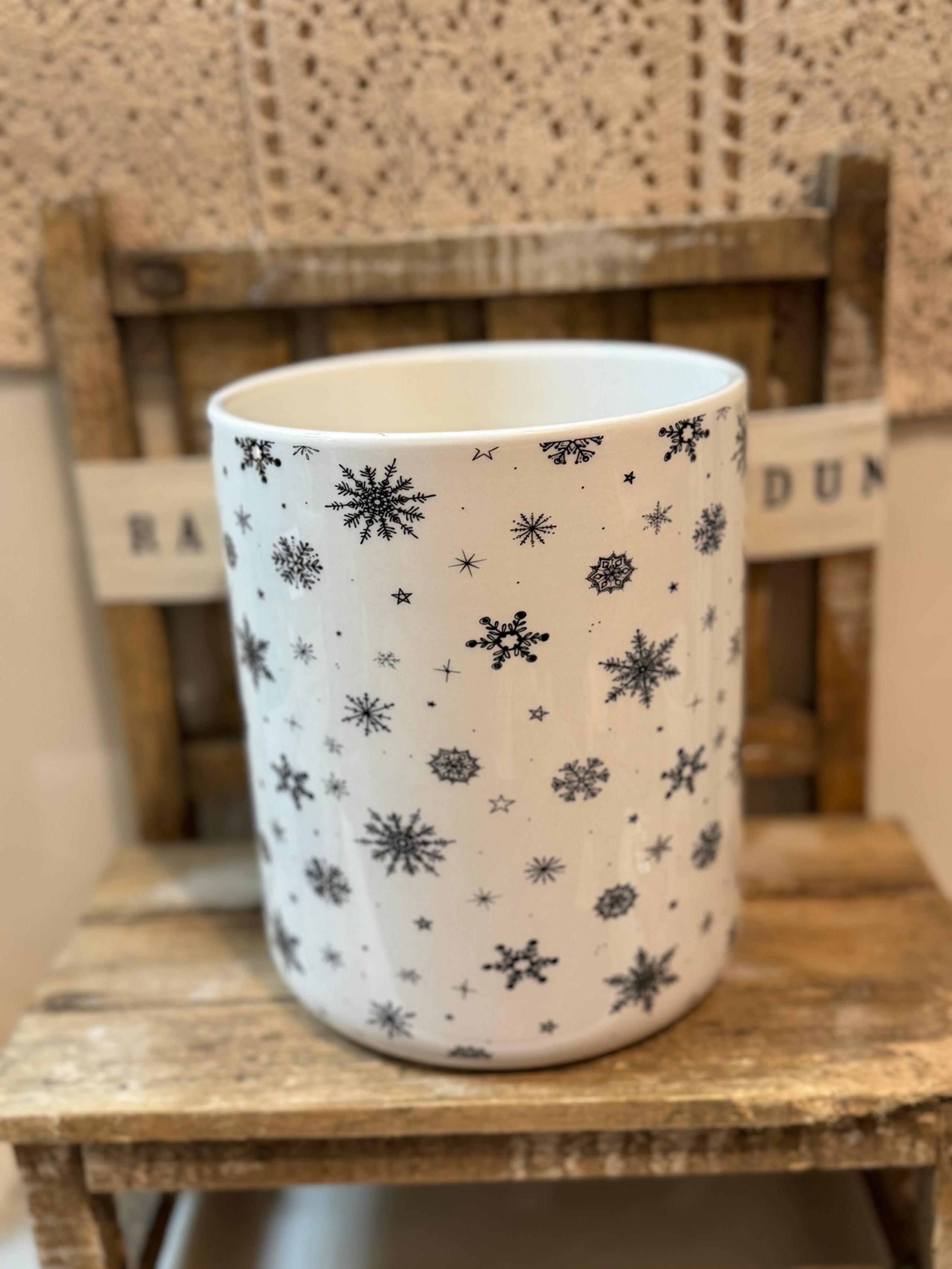 Black and white snowflake utensils crock holder by Core Kitchen