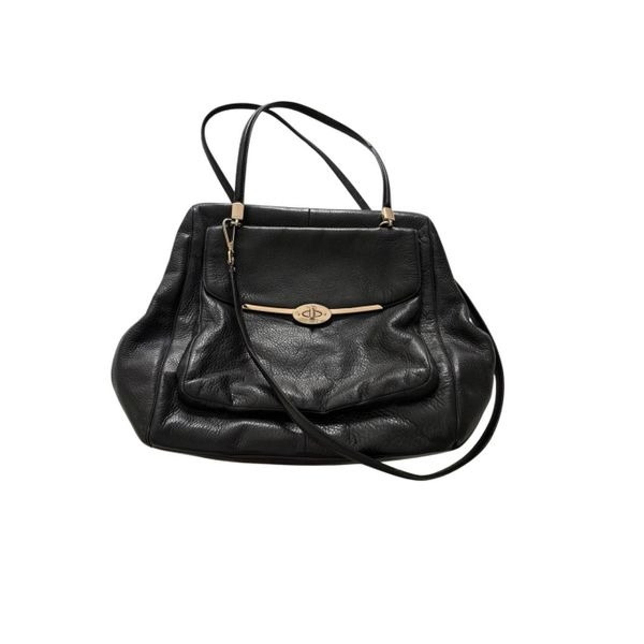 Coach 25170 Womens Black Leather Madison North South Satchel Shoulder Bag Large