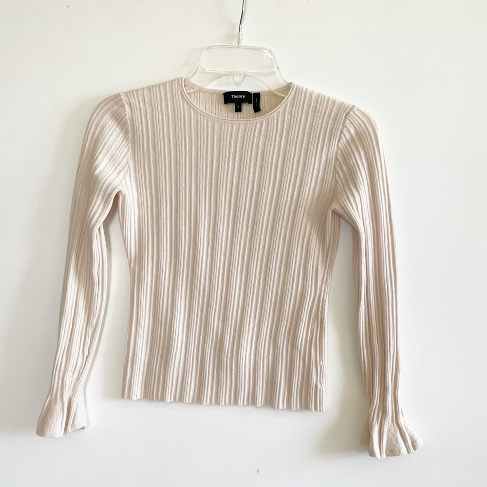 NWT Theory Evian Stretch Linear Knit Top P XS Black Shirt