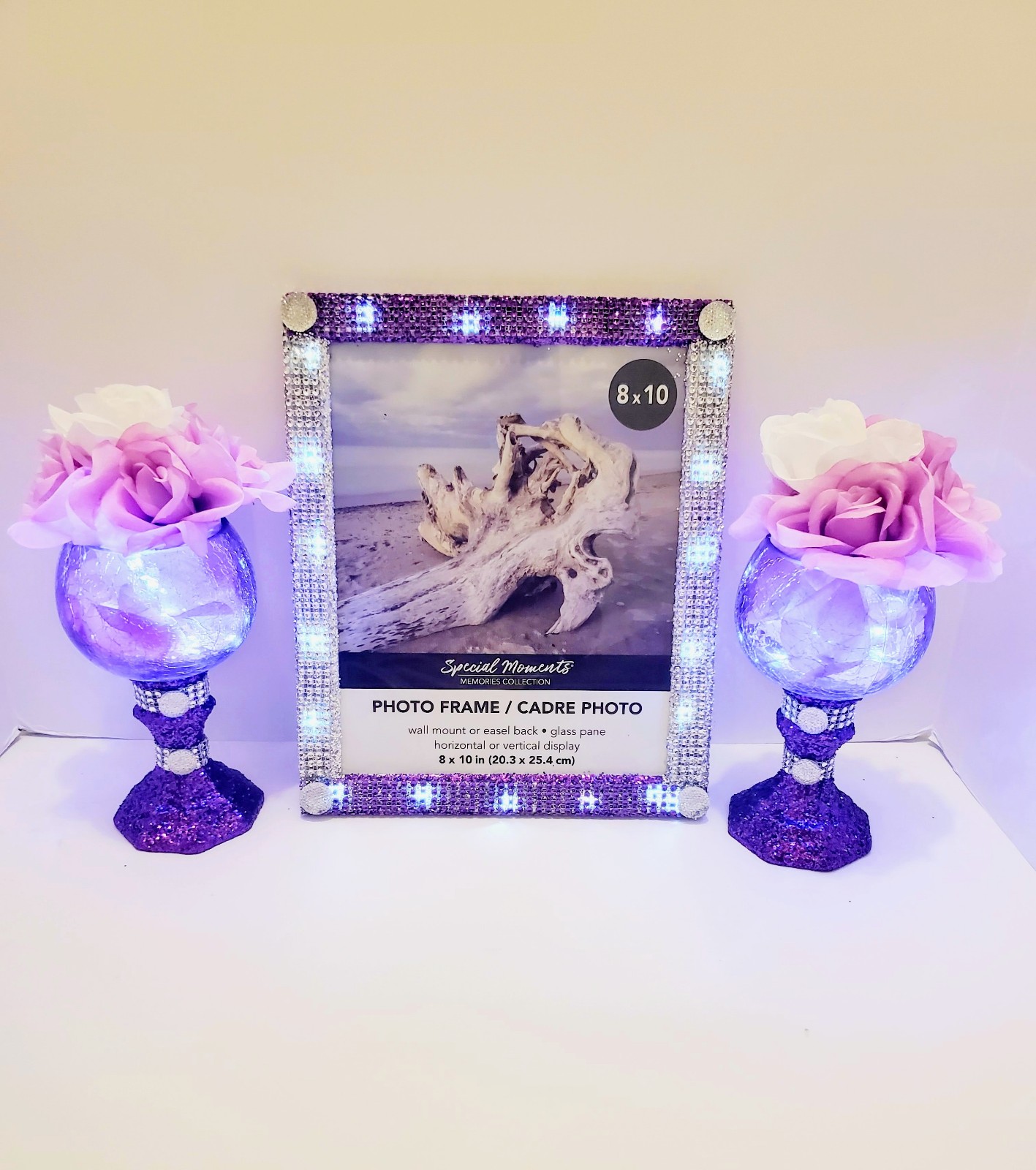Bling Grape 8x10 Photo Frame Vase Set W/ Lights