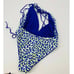 NWOT Maaje Reversible Royal Blue Safari Plunge One Piece Swimsuit Size Medium