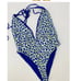 NWOT Maaje Reversible Royal Blue Safari Plunge One Piece Swimsuit Size Medium