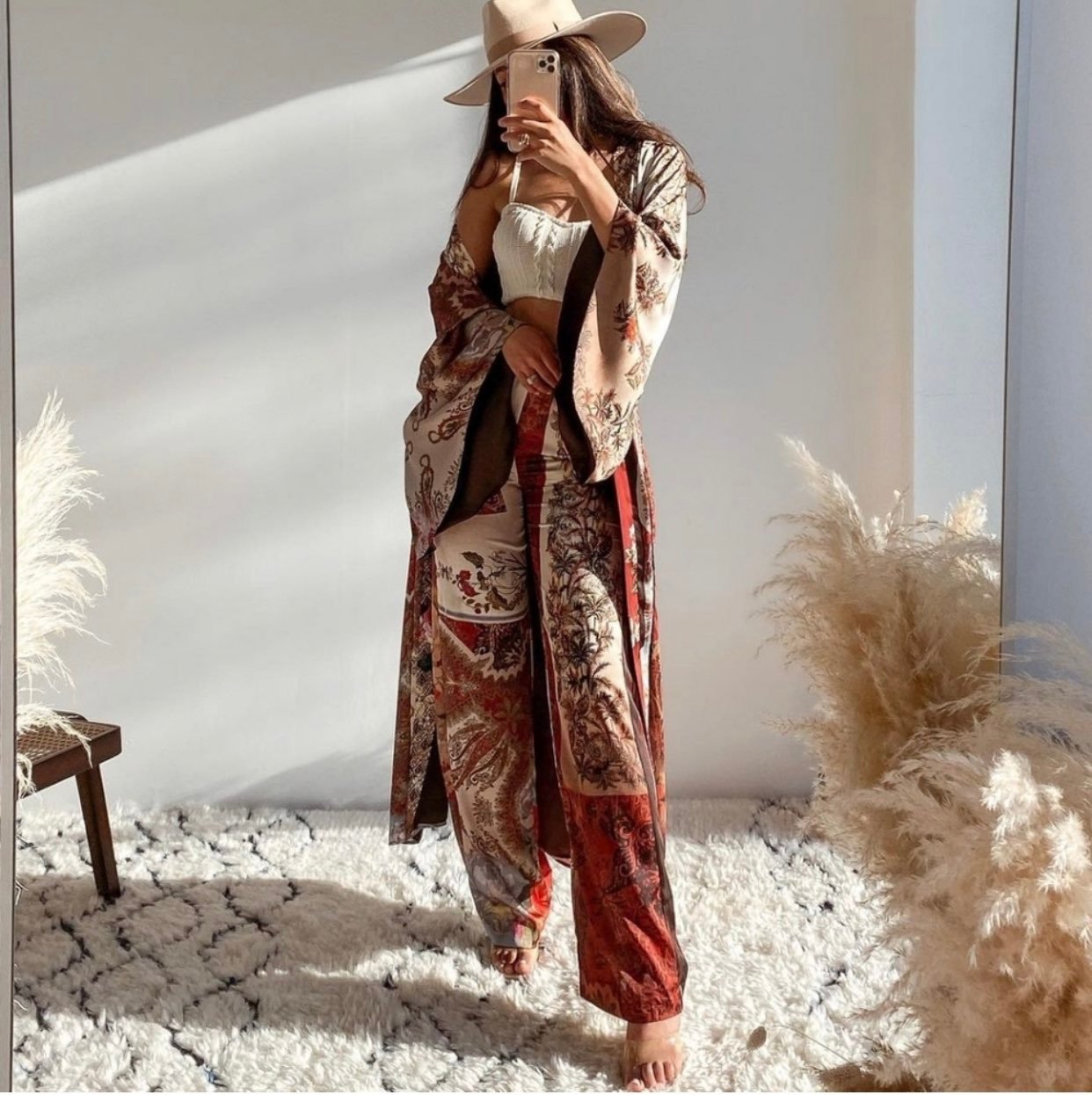 Blogger style NWT 2 piece bundle crop top & wide pant set, size S / XS