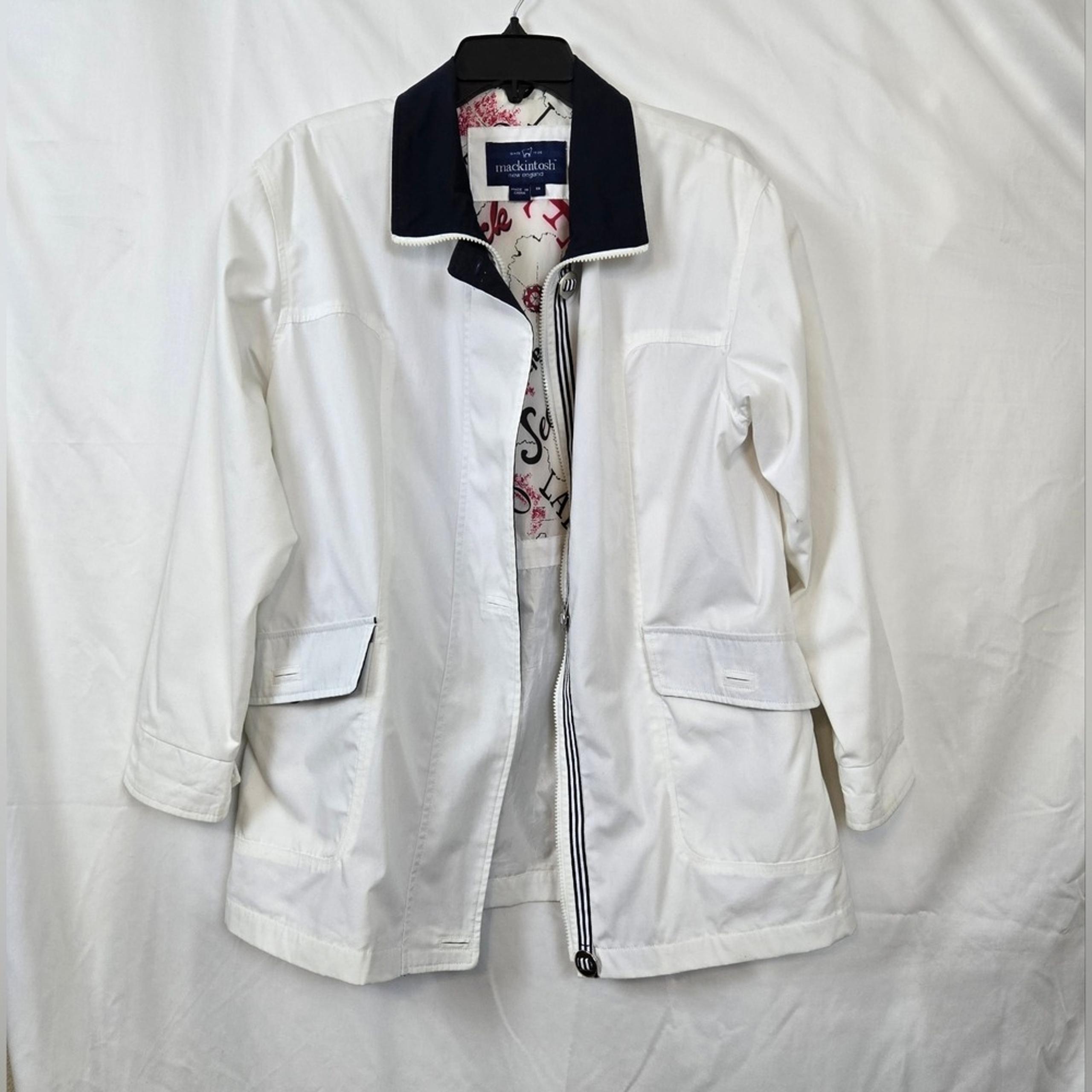 Mackintosh New England Women's White Navy Nautical Windbreaker Jacket S Vintage