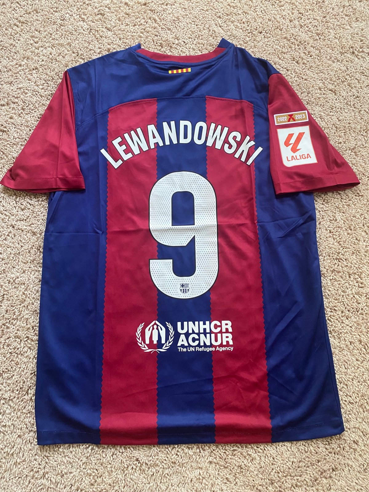 LEWANDOWSKI #9 BARCELONA HOME JERSEY 23/24 W/LA LIGA PATCHES