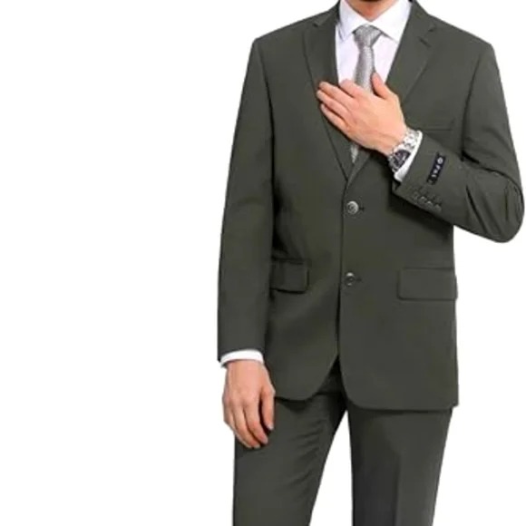 Pierre Loren Men's 2-Piece Classic Fit 2 Button Suits Blazer & Flat Front