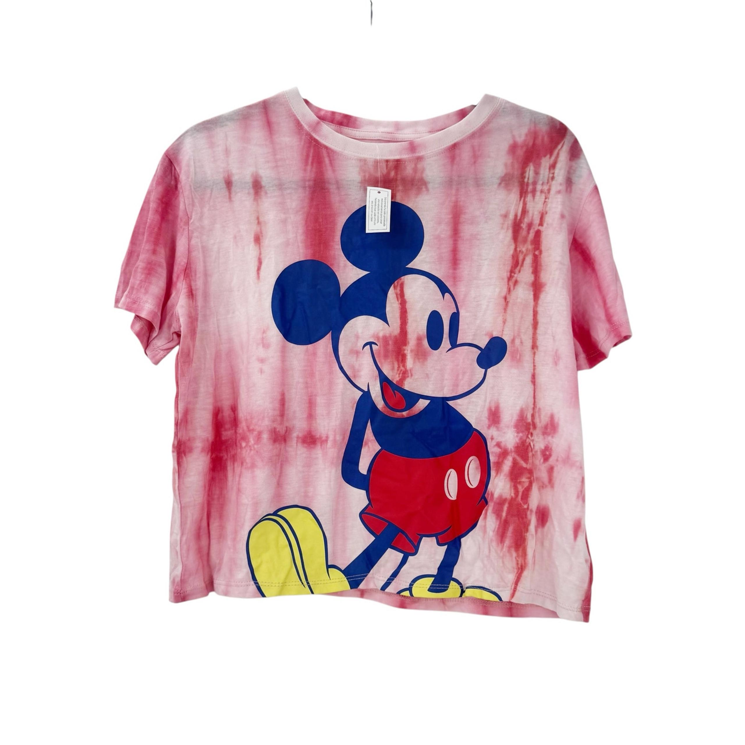 Disney Women's Mickey Mouse & Friends Tie Dye Cropped T-Shirt Multicolor L NWT