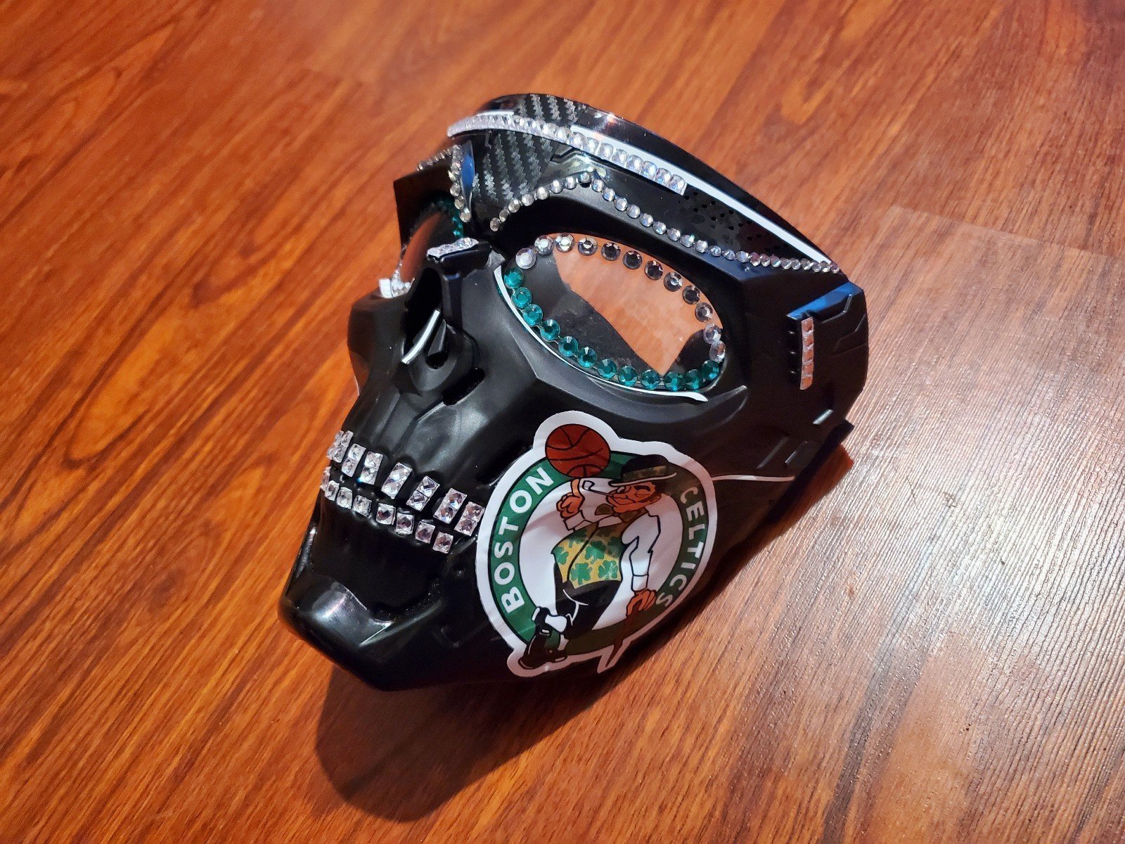 Boston Celtics Custom wearable Skull Paintball Mask 4 Tailgating & More