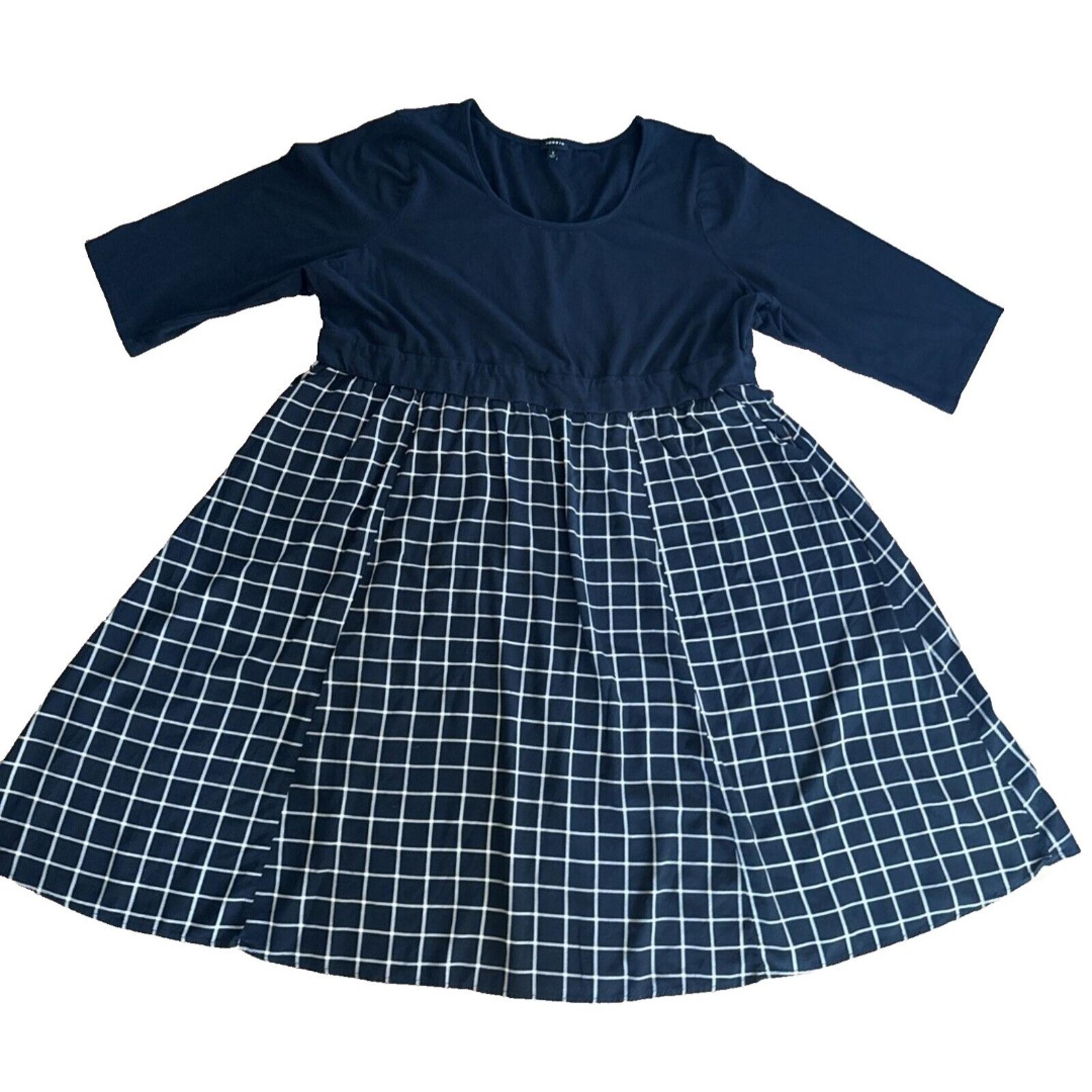 TORRID Women's Plus 5X Black Plaid Knit Fit & Flare Midi Dress Cocktail Workwear