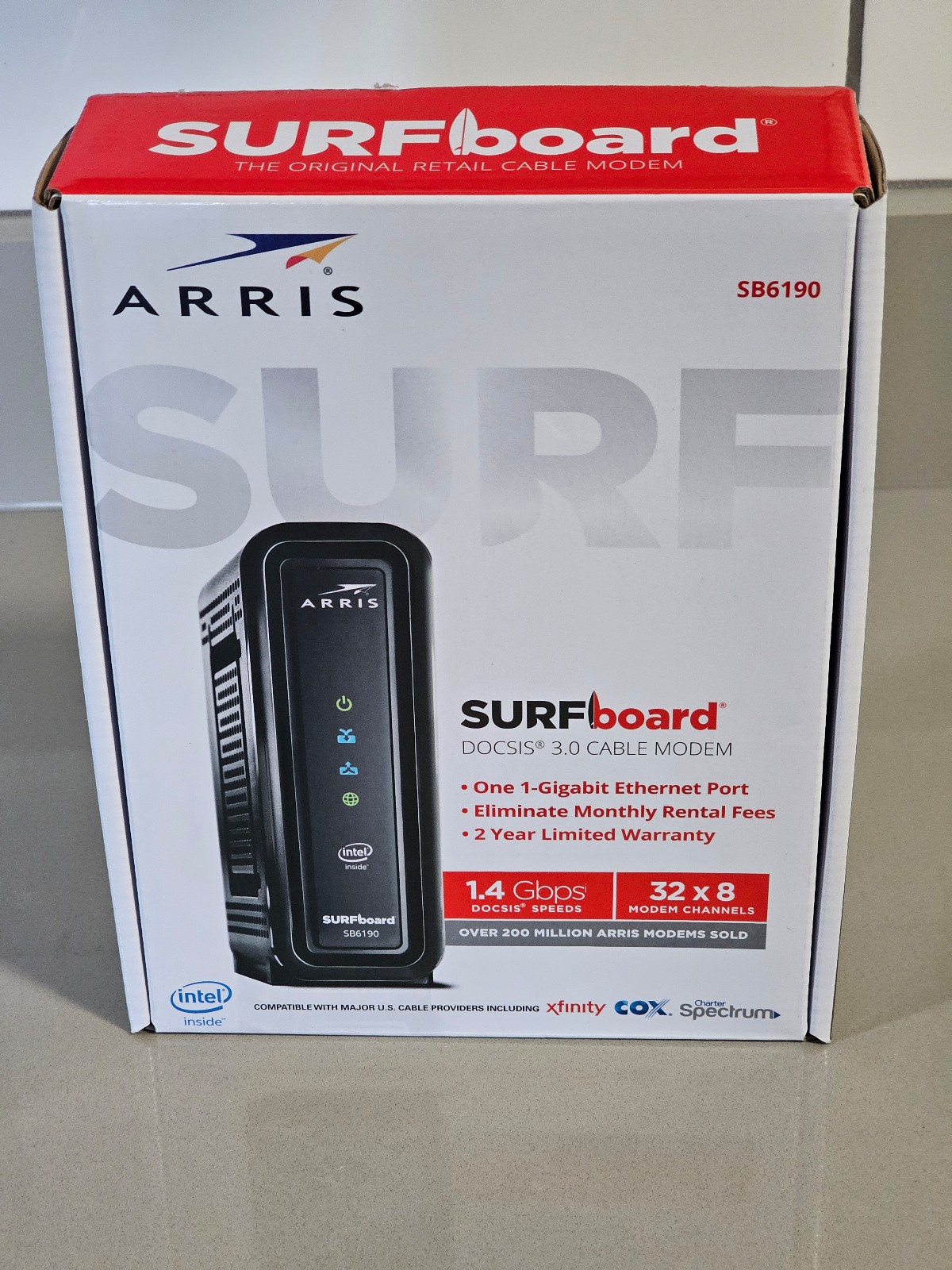 ARRIS SURFboard SB6190 DOCSIS 3.0 32 x 8 Gigabit Cable Modem, Never Used