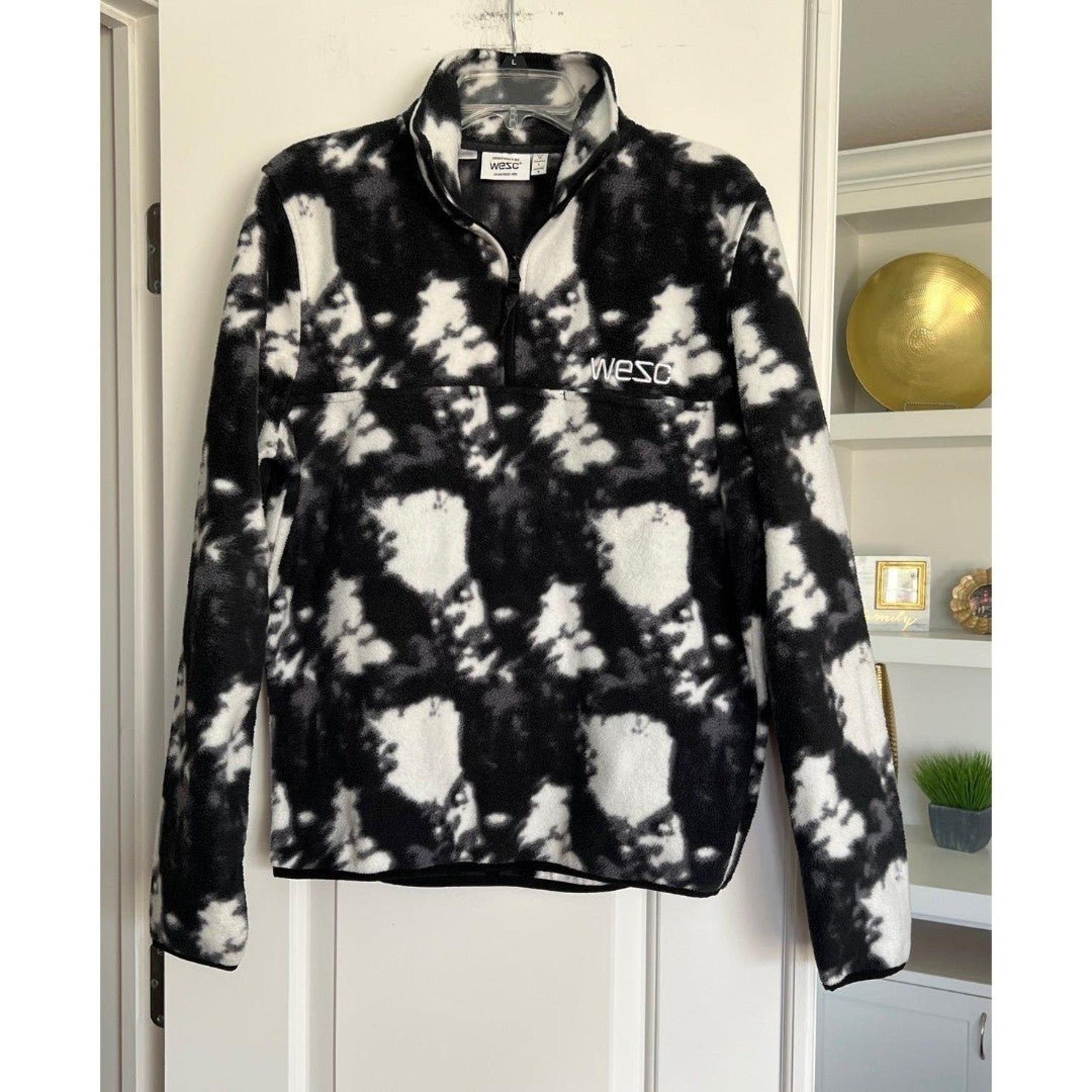 Wesc Tie Dye Fleece Pullover Hoodie Unisex Men's M  Women's Lg Black And White