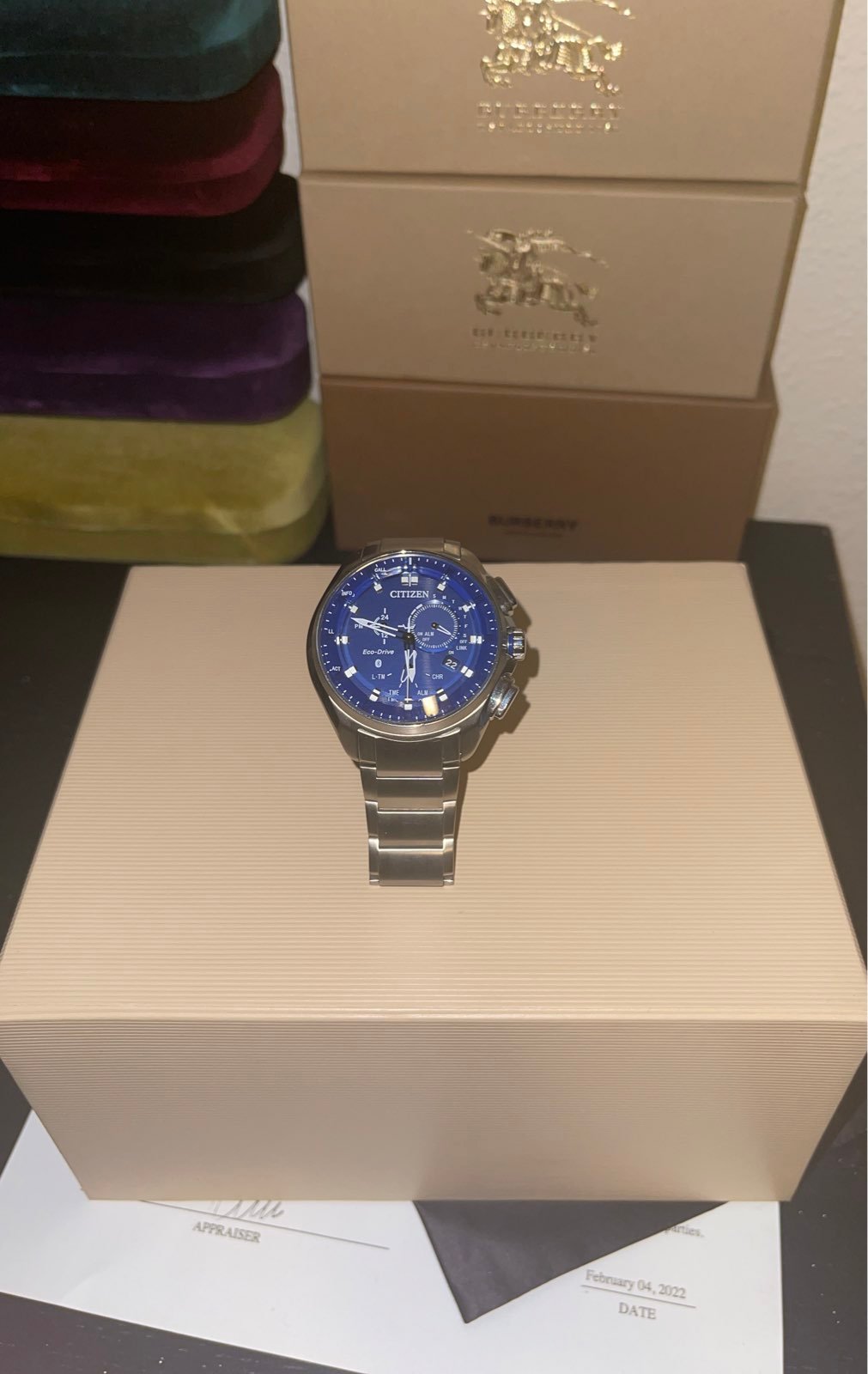 $695 retail Citizen Eco Drive Blutooth Mens watch
