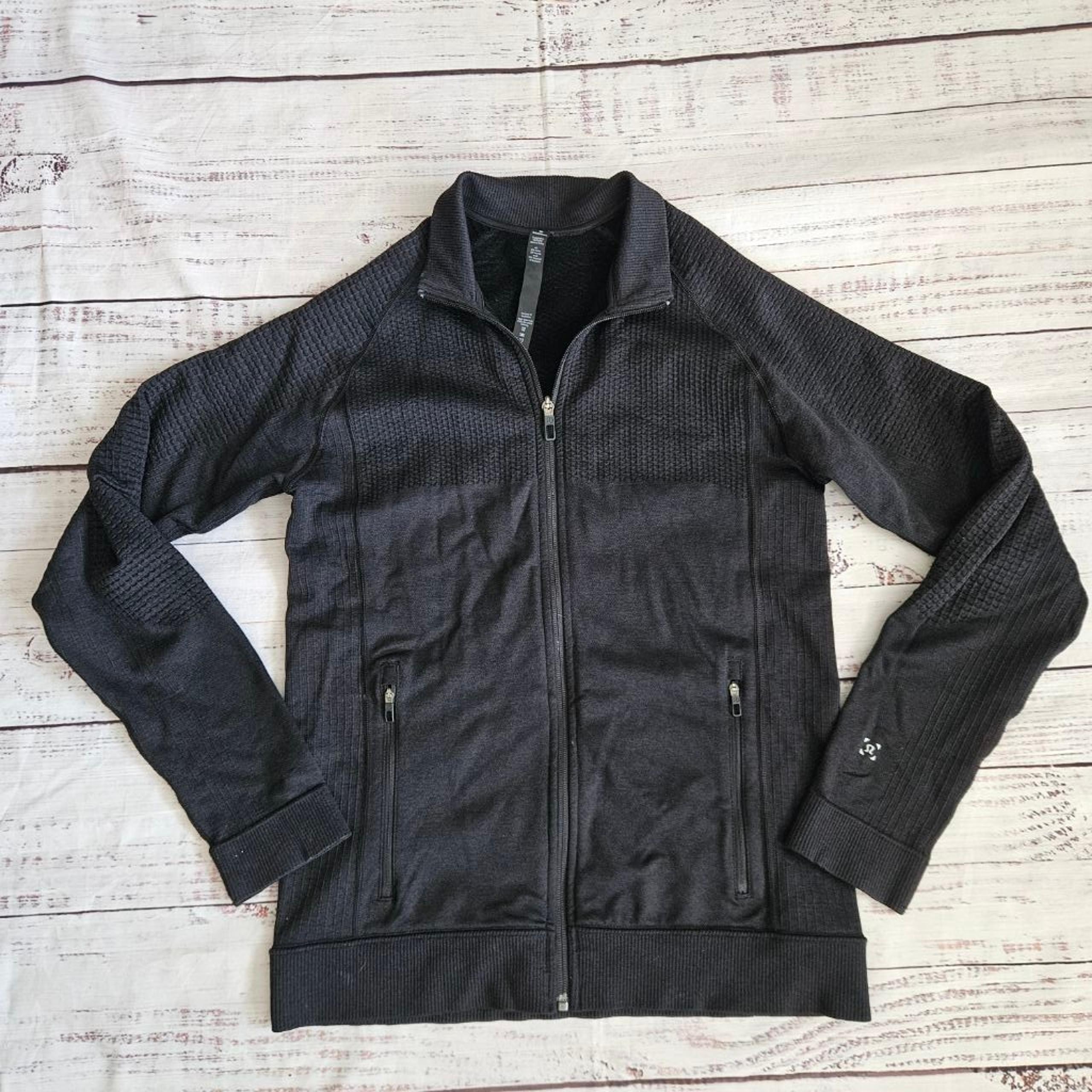 Lululemon Mens Black Wool Blend Zip Up Active Jacket Medium
