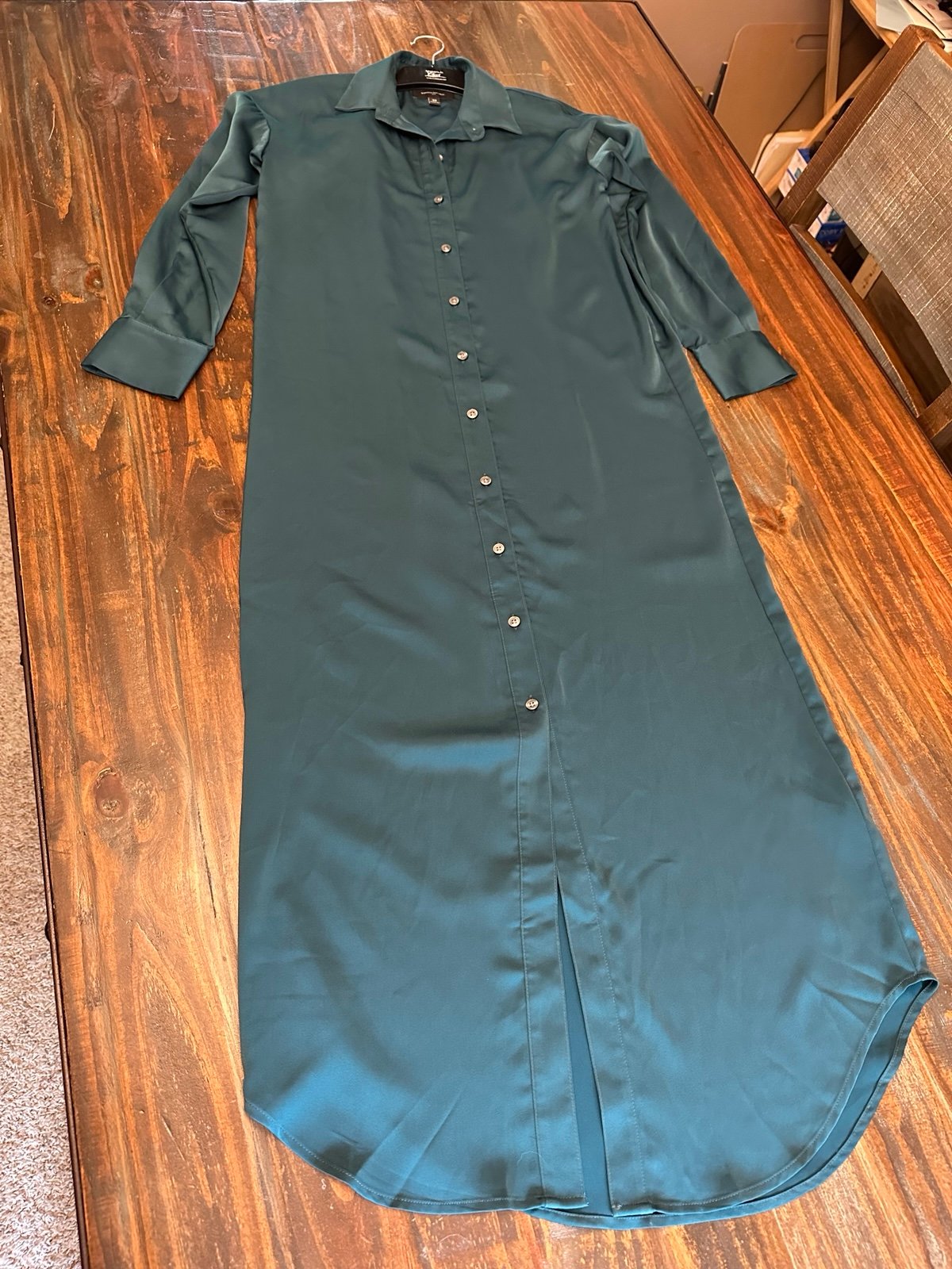 Banana Republic Shirt Dress Long Sleeve Button Down Deep Sea Teal XS