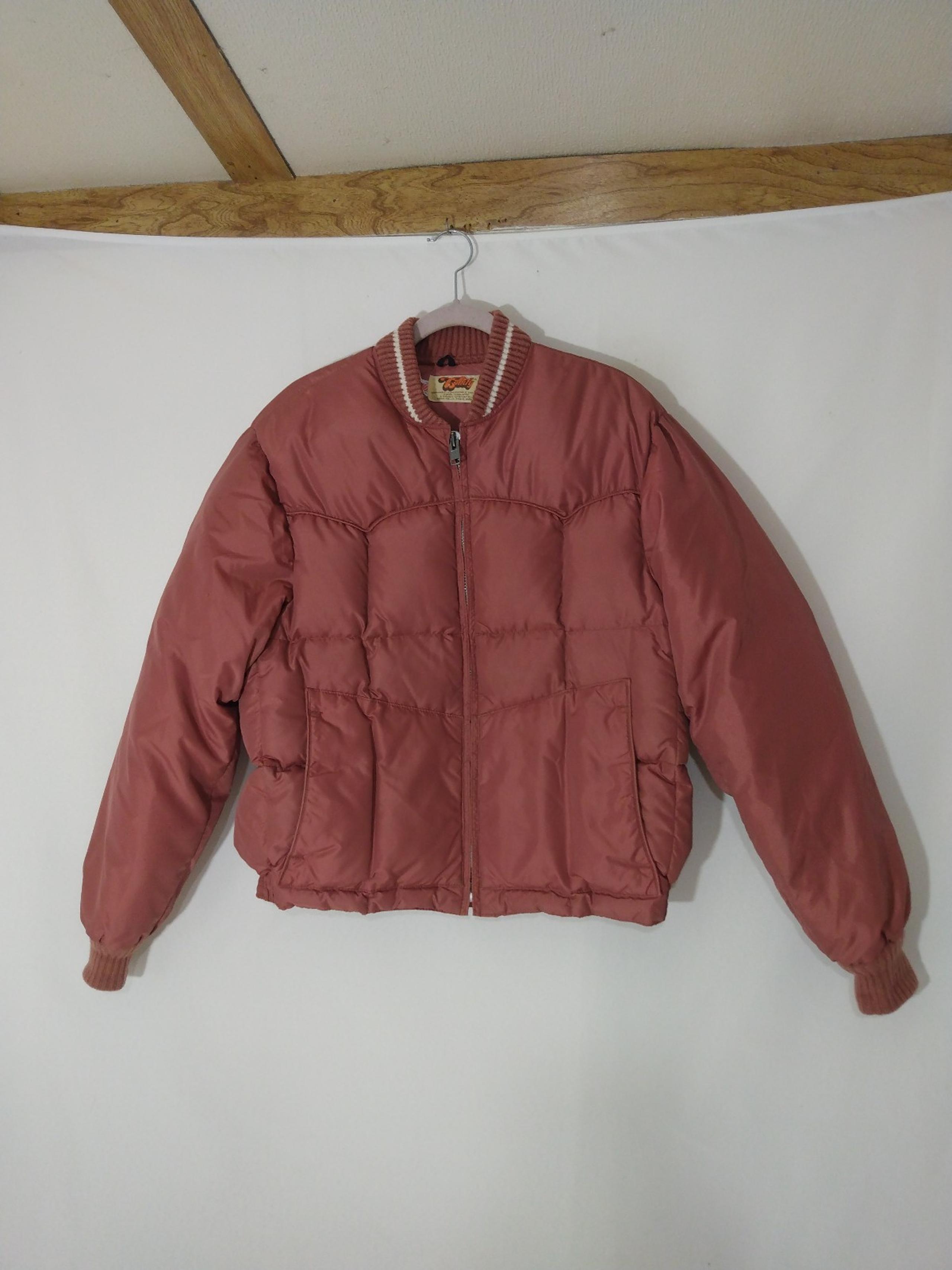 Mens Rare Vintage Downright Comfy Mauve Down Puffer Ski Jacket Sz Large USA
