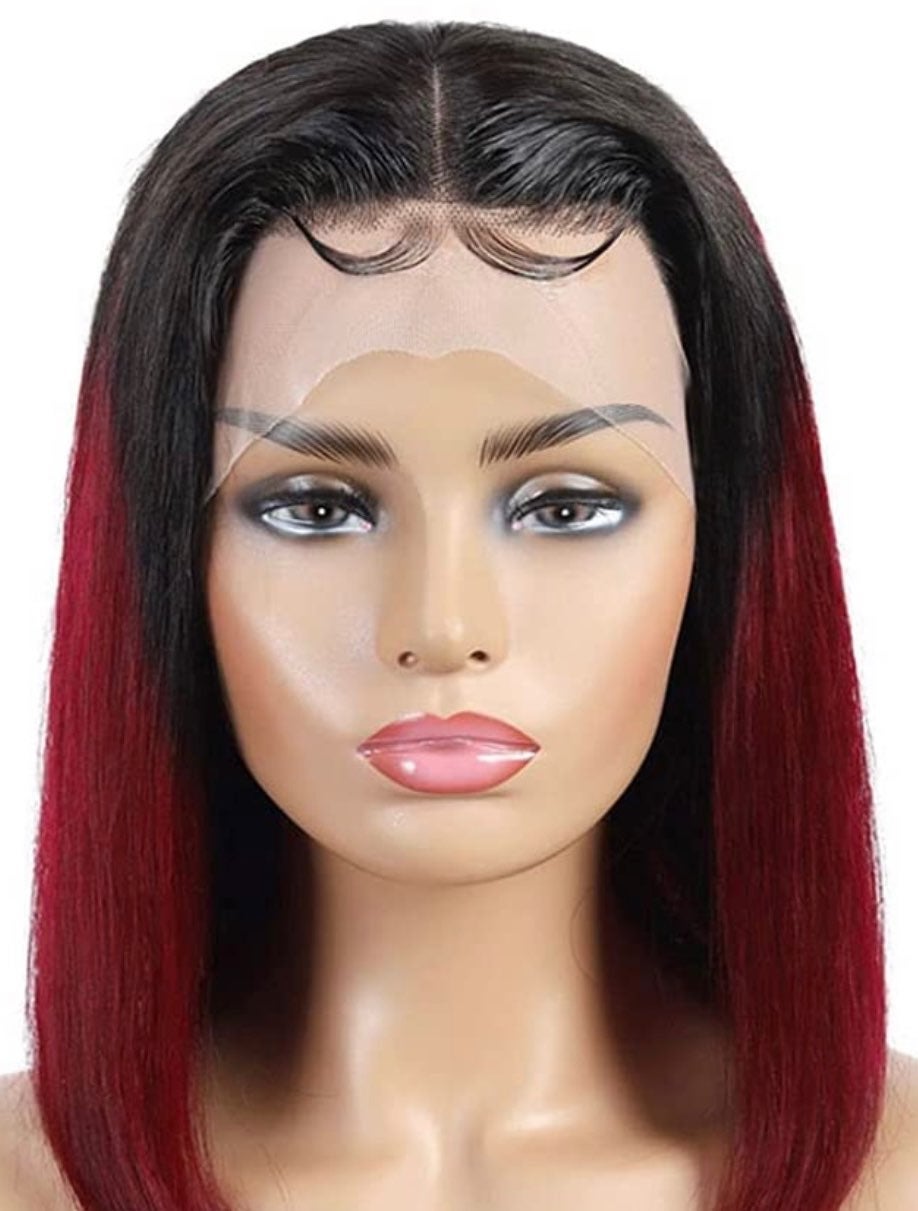 13*1 T part lace front wig ombre red short bob wig 100% human ha