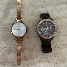 2 Fossil Watches Womens Rose Gold Tortoise Shell Brown White Stainless Steel