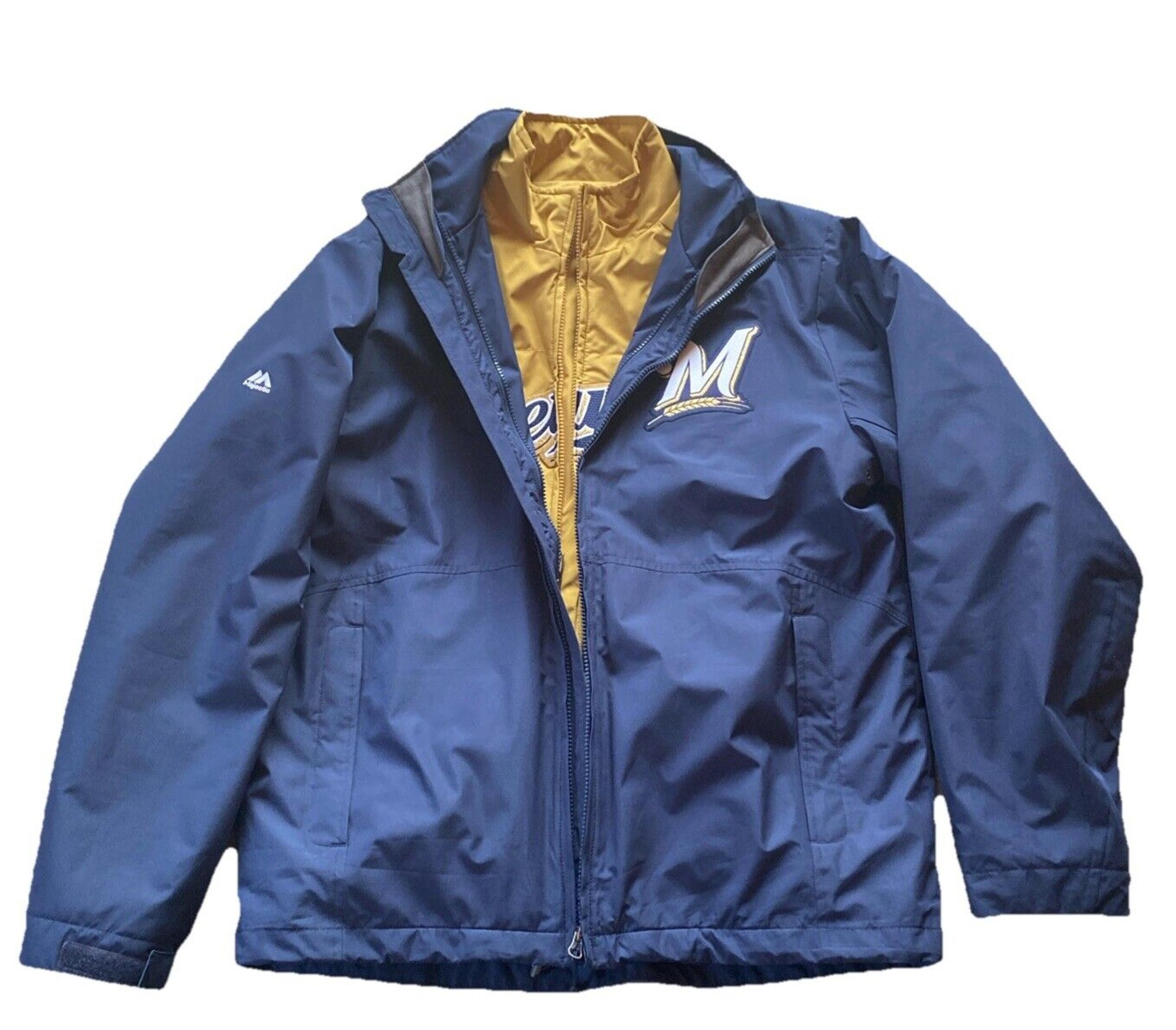 Majestic MILWAUKEE BREWERS Full Zip Jacket with Liner Jacket Men Small