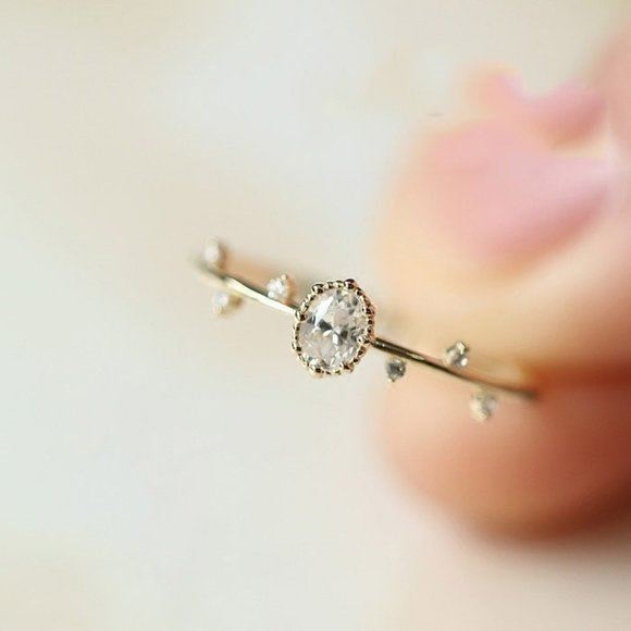 NEW 18K Yellow Gold Diamond Leaf Ring