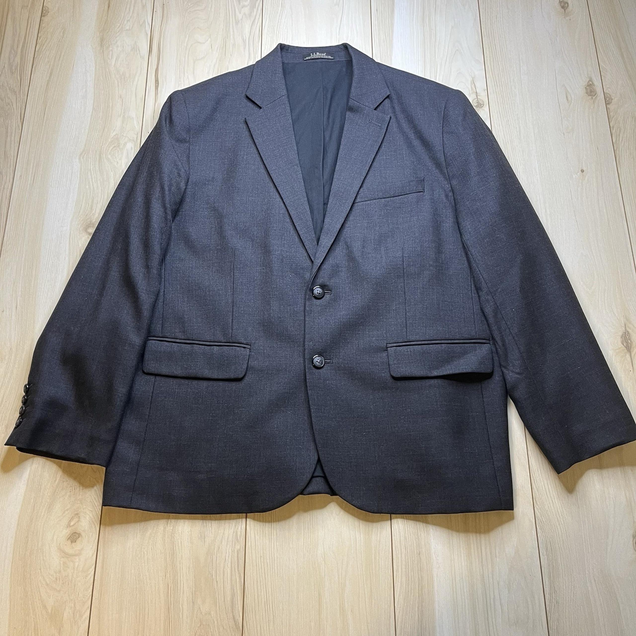 LL BEAN Wool Tweed Sport Coat Blazer Cotton Lined 2 Button Gray Mens Size 44S