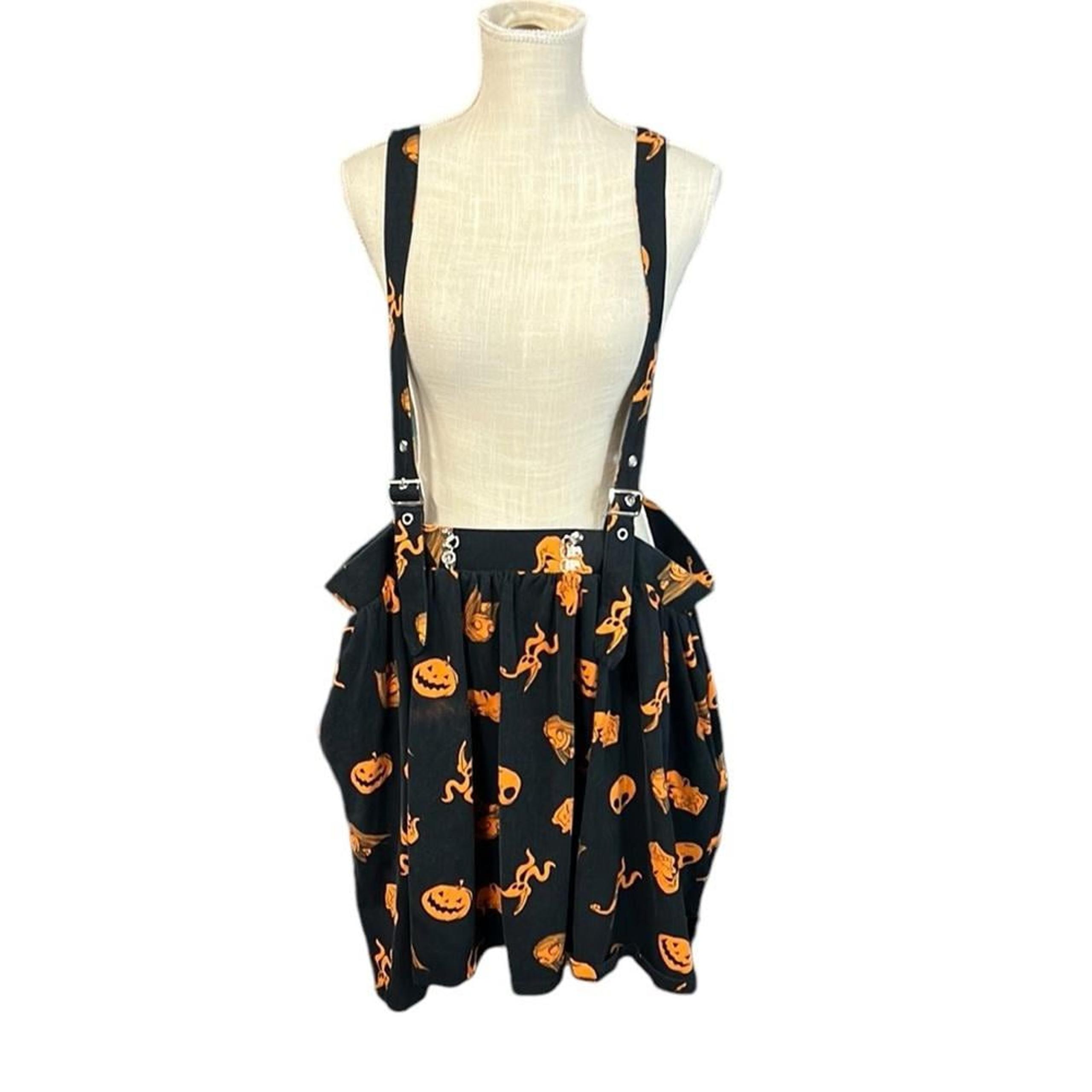 Disney Nightmare Before Christmas Overalls Skirt Black Orange Halloween Women 3X