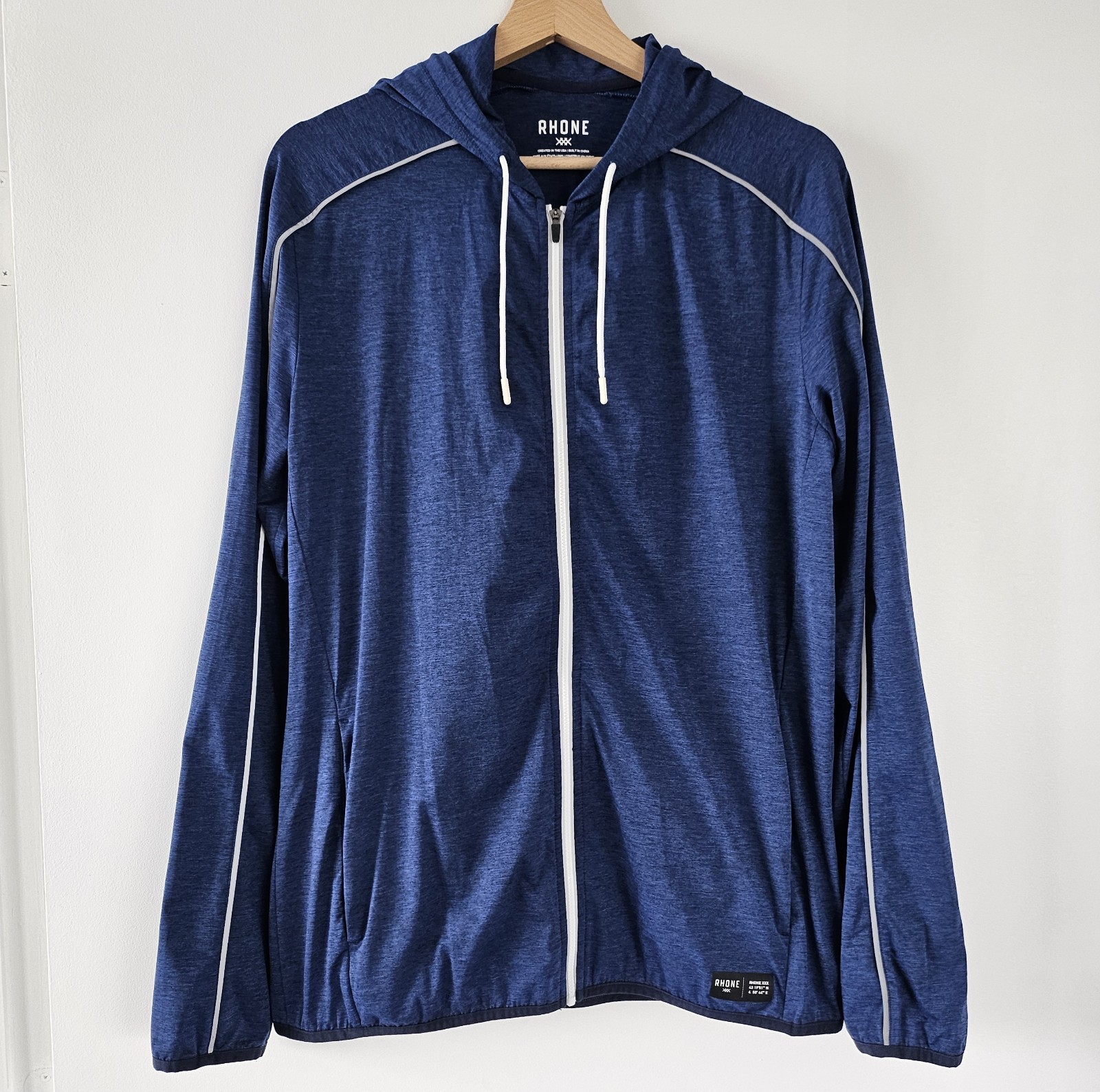 Rhone Jacket Mens Swift Knit Running Full Zip Hoody Long Sleeve Blue Sz M