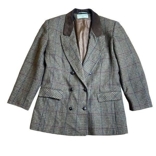 90s Vintage International Scene Wool double breasted oversized blazer brown 10