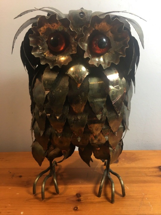 Vtg Mid Century Owl Metal Art Sculpture
