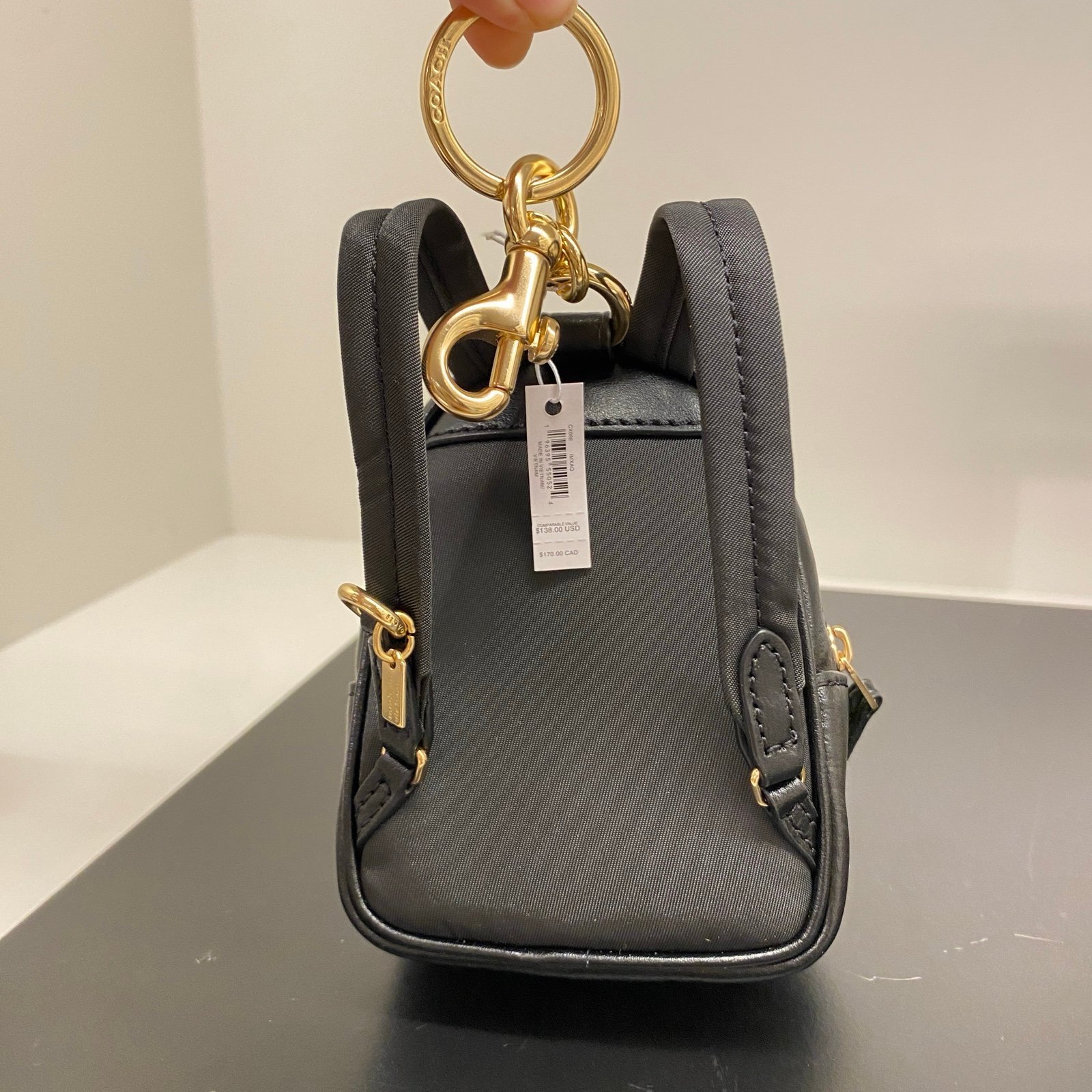Coach Mini Court Backpack Bag Charm In Signature Canvas CX066